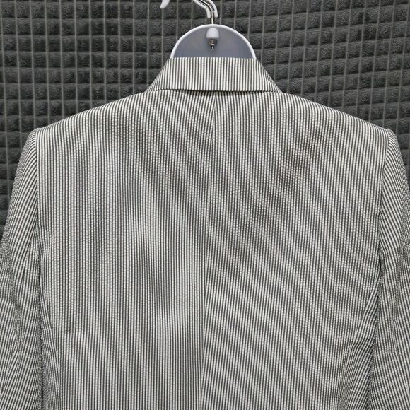 White Gray Seersucker Blazer Jacket Sz10 Kasper Pinstripe Career Corp Preppy Pro - Picture 16 of 16